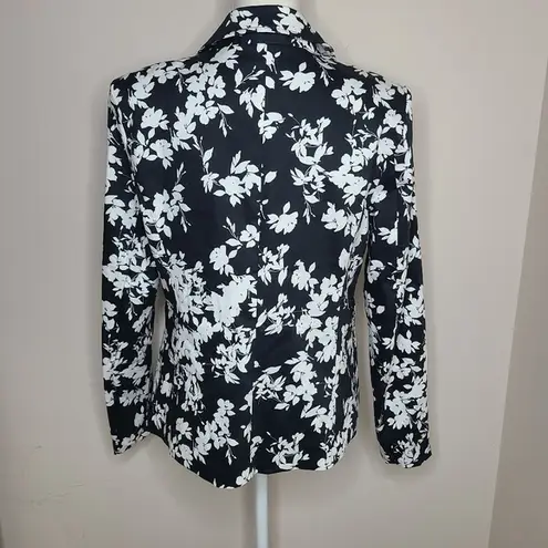 Premise Floral Black and White Blazer Jacket Size 10