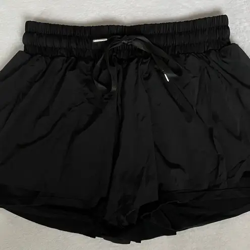 Flowy Athletic Shorts 2 in 1 Butterfly Woman High Waisted Workout Gym Black, XS Black