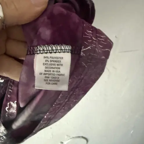 Dressbarn Y2k Purple Floral Silver Metallic Sleeveless Blouse Top M Fairy Grunge Size M