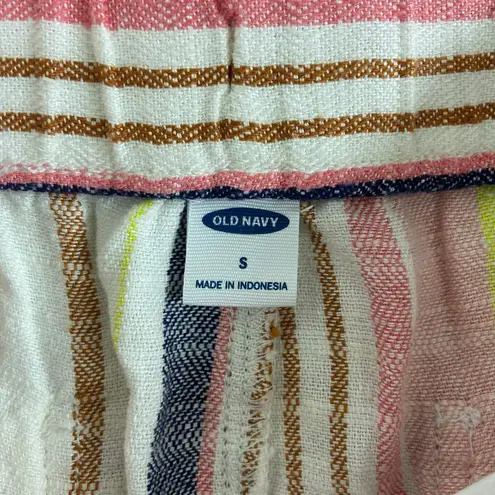 Old Navy NEW  women's linen blend striped pull on drawstring pocket‎ pants casual