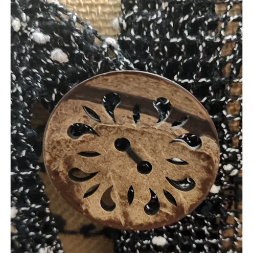 Nina Leonard Women Black Textured Knit Open Front Cardigan Sweater XL