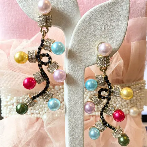 Festive Christmas Holiday Light Bulb Dangle Earrings Party Statement Colorful Gold