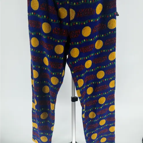 Unisex Kellog's Leggo My Eggo Thick Fleece Pajama Bottoms Pants Blue Size Small