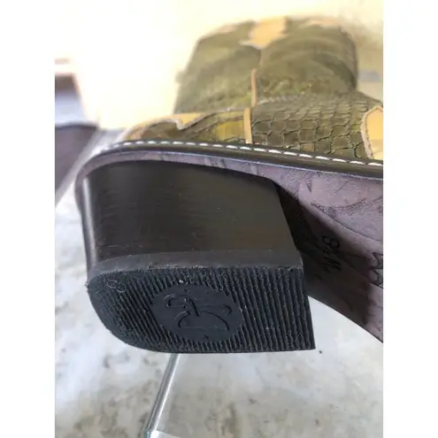 Donald Pliner Western Metallic Pitone Snake Leather Boot Shoe New $695 Sz 8.5 Gold