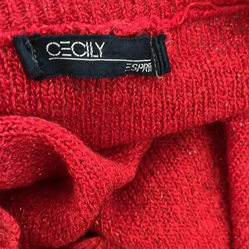 Esprit cecily red metallic scoop neck Caterpillar short sleeve sweater top M