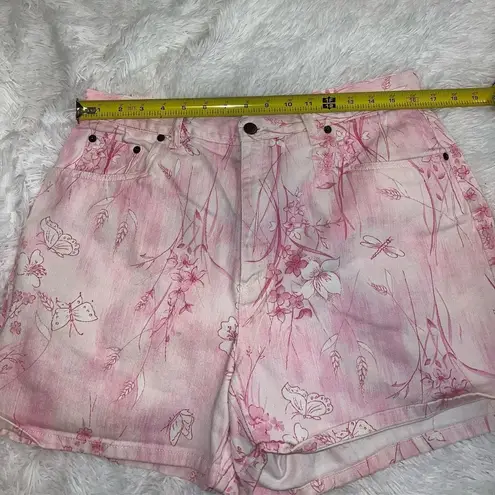 Bill Blass  Vintage Floral Butterfly Print Pink 90’s Mom Short size 14 Y2K