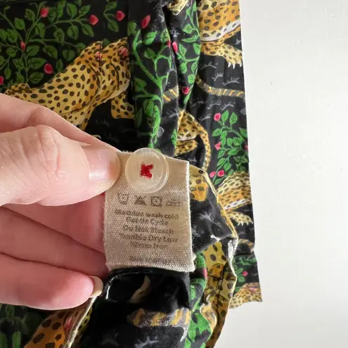 Printfresh Leopard Botanical Button Down Pajama Shirt Women's Size M animal