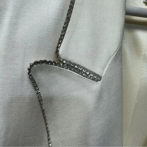 Rhinestone Tuxedo Women’s Vintage Cione Shouider Pads Size 18 Winter White