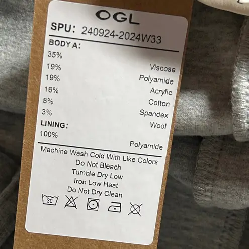 OGL FuzzLuxe High Waisted Umbrella Hem Midi Skirt Heathered Gray L Large New