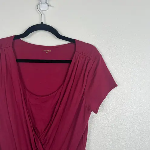 Garnet Hill Women's Gathered Waist Dress Burgundy Sz M