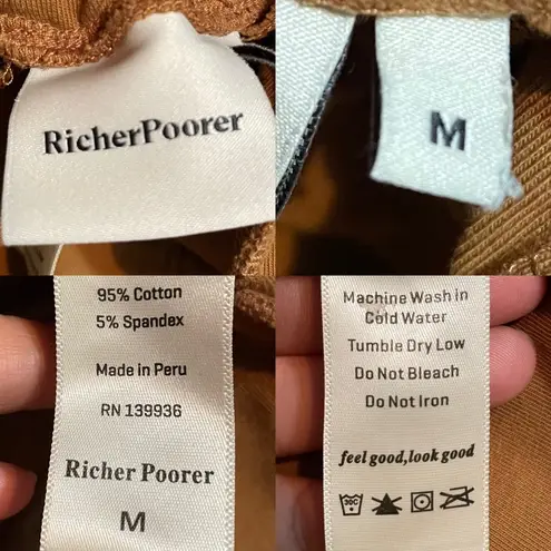 RicherPoorer Womens Shirts Brown Terry Drawstring Sweatshorts Pockets Medium