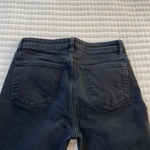 ZARA  Black Baby Bootcut Raw Hem Ankle Jeans 26" Inseam Size 10