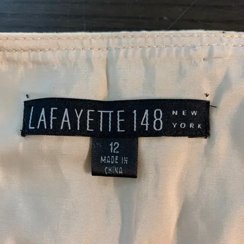 Lafayette 148 New York Skirt 12 Beige Bronze Studded Embellished Pencil READ Tan