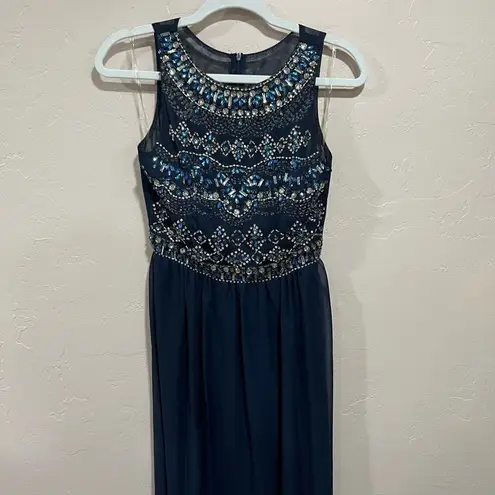 Crystal Doll Crystal Dolls Beaded Navy Formal Dress