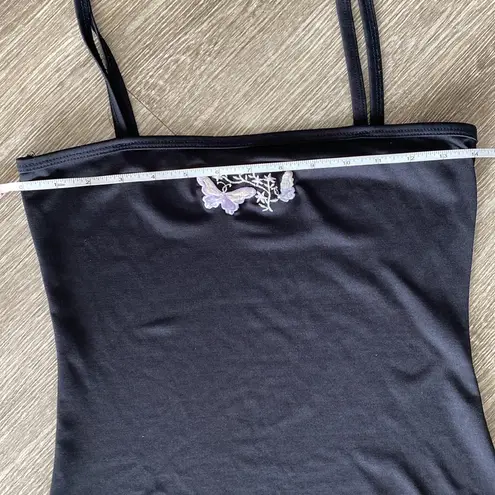 Necessary Objects Y2K butterfly embroidered cami tank top black small