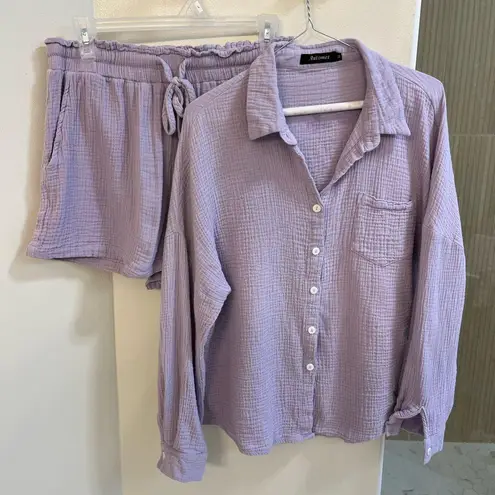 Lavender gauze short set Purple Size M