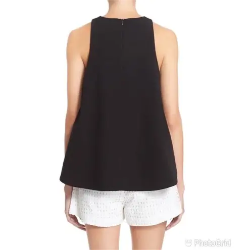 NICHOLAS Flare Crop Top Sleeveless Knit Layered High Low Black Size 4 New Black