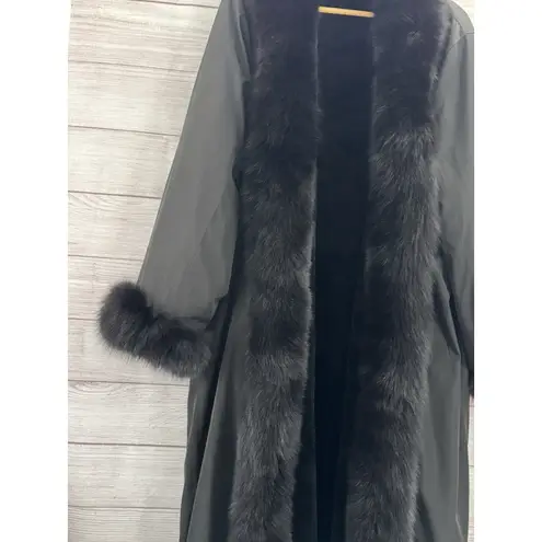 Marvin Richards Vtg Reversible Long Faux Fur Coat Sz 1X Black
