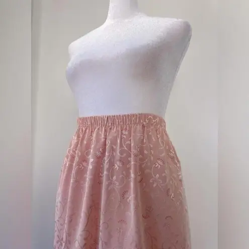 Vintage ‘90s Shimmery Light Pink Floral Print Stretchy Pencil Skirt