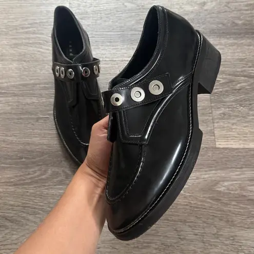 Sandro  Black Leather Loafers with Silver Gromets 40EU/9.5US