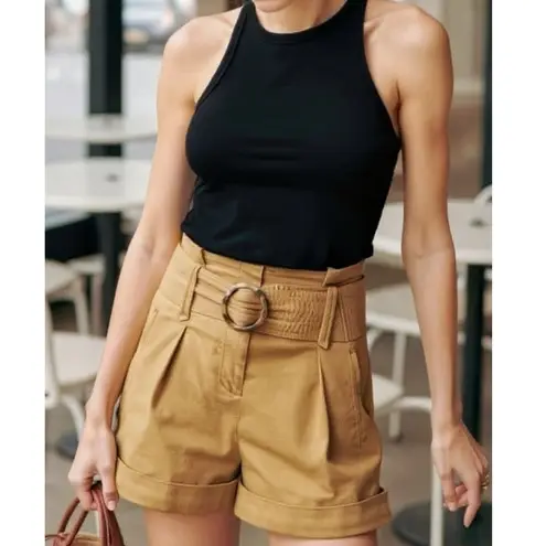 Sézane Rome High Waisted Shorts, Caramel, FR36/US4