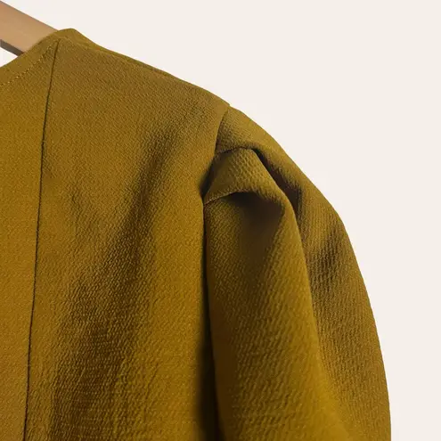 Amour Vert Nadja Mustard Yellow Square Neck Button Front Cropped Peplum Top M