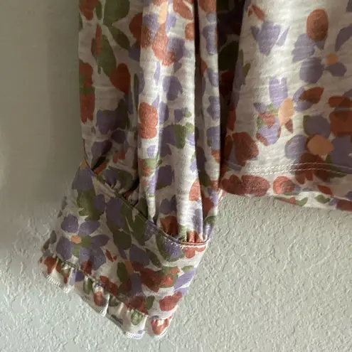 Democracy Long Cuffed Sleeve V-Neck Abstract Wisteria Multi Printed Knit XL