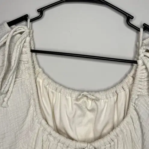 By Together size M white calf length milkmaid style dress with puffy sleeves Size M