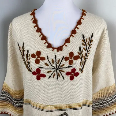 Handmade Peruvian Neutral Woven Tunic Dress BOHO Hippie