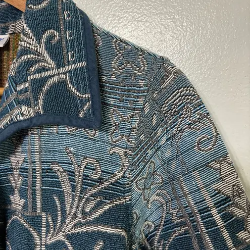 Blair  Blue Earthy Tapestry 3 Button Mid Length Medium Weight Jacket Size L