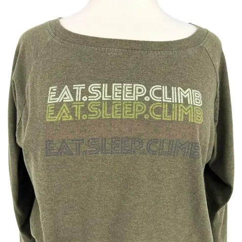 prAna Eat.Sleep.Climb Long Sleeve Graphic Tee Olive Green Size Small