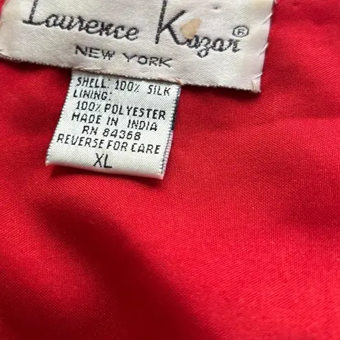 Laurence Kazar New York Red Beaded Silk Evening Holiday Jacket XL