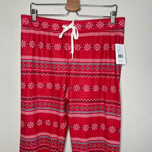 P.J. Salvage Red Fair Isle Snow Flake Kisses Womens Pajama Pants Large