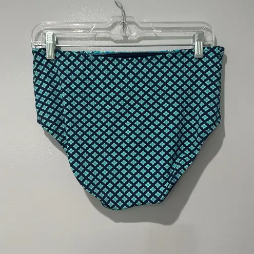 Lands' End Women's Bikini High Waist Blue Floral Print beach Vacation Travel Size 10