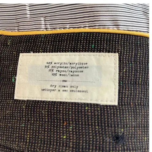 Cartonnier Tweed Military Womens Jacket Sz 4 Brown Large Buttons Retro Cropped