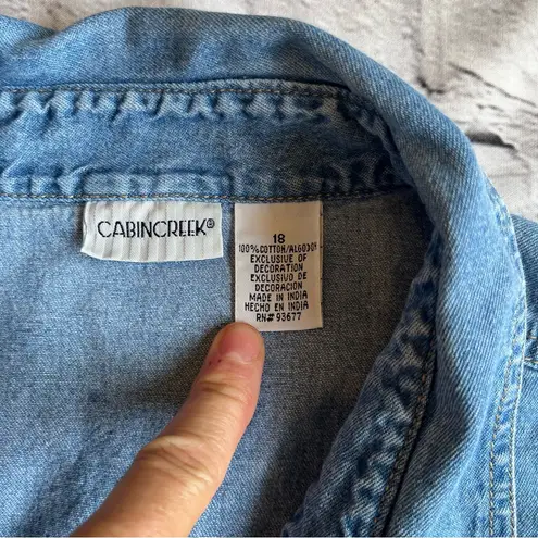 Cabin creek Cottage Core Garden Fairy Denim Embroidered Top VTG Y2K Flowers