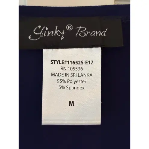 Slinky Brand Navy Blue Bell Sleeve Scoop Neck Tunic Top Women's Size M