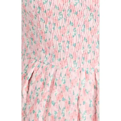 Endless Rose NWT Pink Floral Textured Bow Tie Mini Dress Square Neck Size Medium