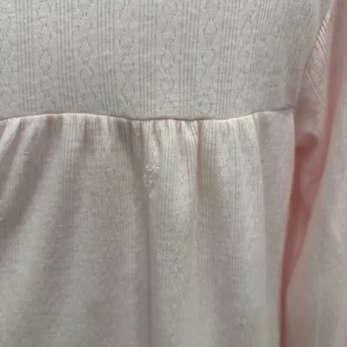 Miss Elaine Petites NWT Pastel Pink Floral Embroidered Nightgown Coquette Small