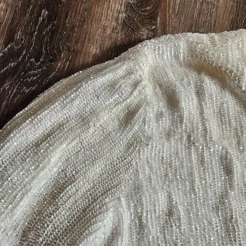 Retrofete Gabrielle Robe Dress in White Sequins Size XS Long Sleeve Wrap Belt