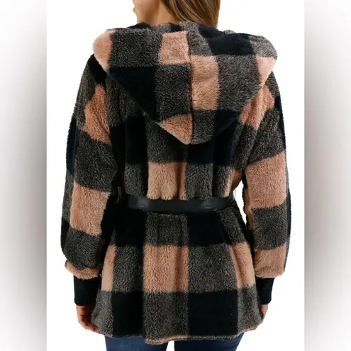 Fleece Tan/Black Buffalo Plaid Wrap Jacket | Buffalo Fleece Plaid Wrap Jacket Black Size XL