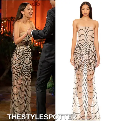 As seen in Bachelor Onalaja Farah Gown, size XS Tan