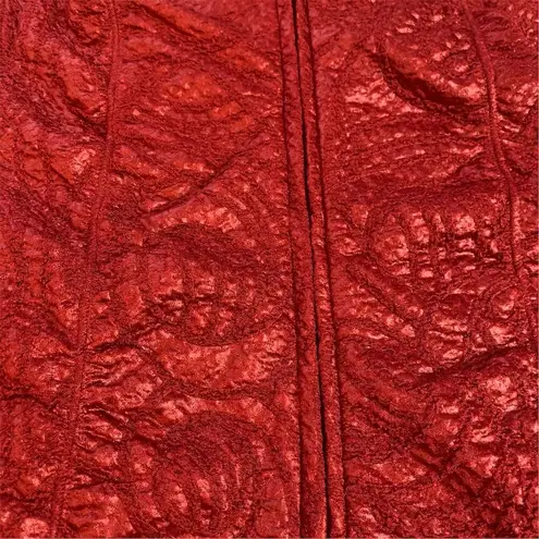 Erin London Women's M Standard Red Floral Textured Full Zip Jacket Size XL