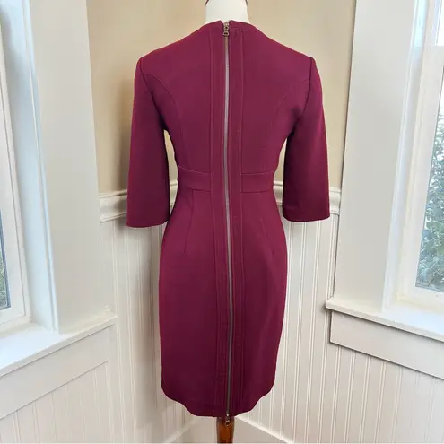 Toccin Designer Sheath Dress‎ Full Back Zip Deep Red Stretch Size 4