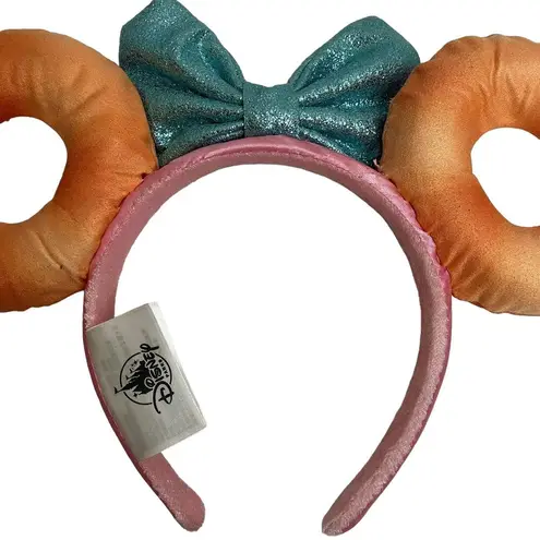 Disney  Parks Pink Sprinkle Donut Blue Bow Minnie Ears