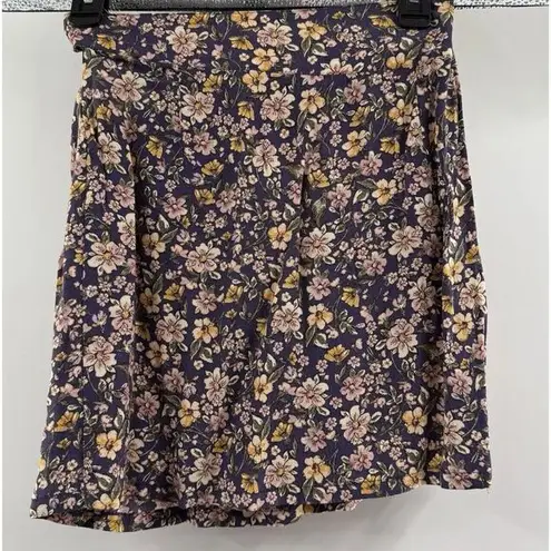 Elodie Skirt Womens S Purple Floral Cutout Flat Front Side Zip Short Length Mini
