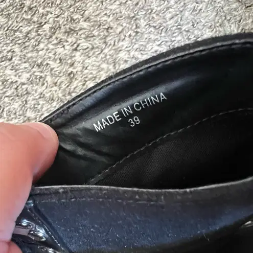 London Rebel ASOS Black Combat Lace Up Boots Vegan Leather Size 8