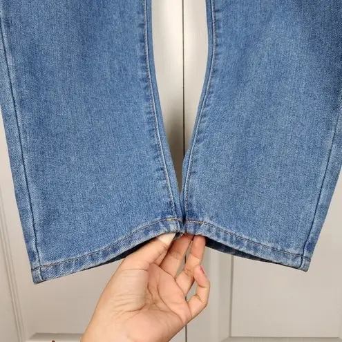 Denim Blvd new Los Angeles Mom Jeans Rivets Ivory Lace-up Side Accents Blue