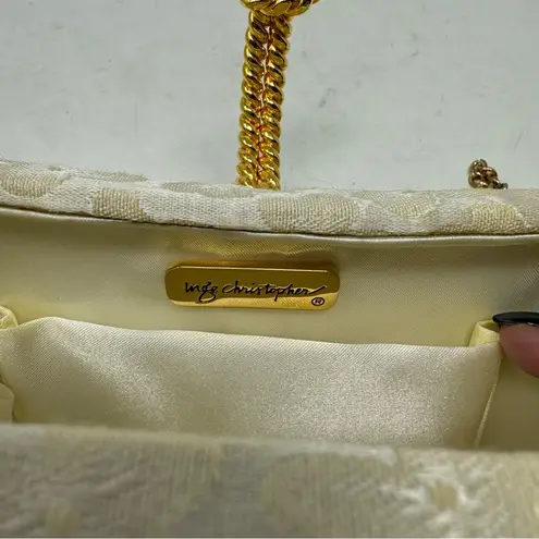 Vintage Inge Christopher Ivory Brocade Gold Chain Clutch NWOT White