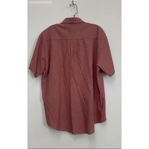 L.L. Bean Pink Cotton Short Sleeve Button Down Shirt Pink Men's